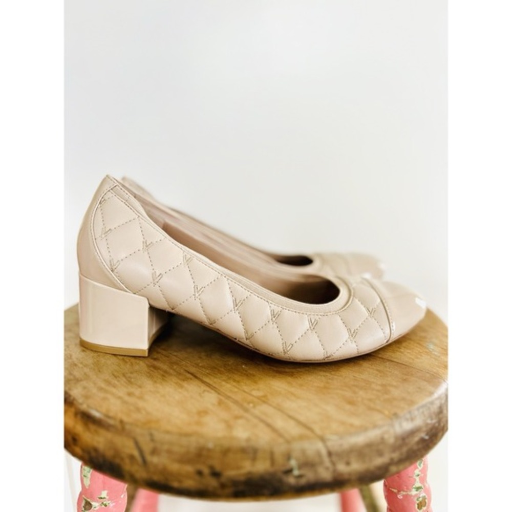 VIONIC Size 10‎ Olympia Ruby Leather Quilted Pump Block Heel Orthotic Arch Nude
